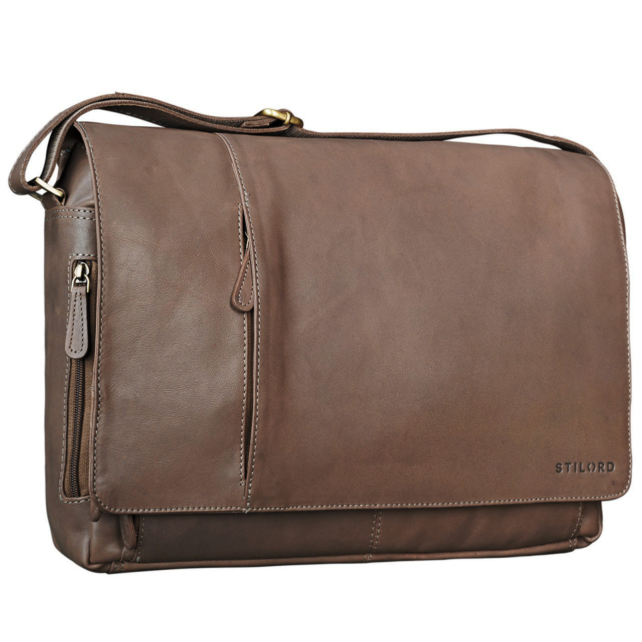Große Ledertasche Herren Damen grau braun Leder