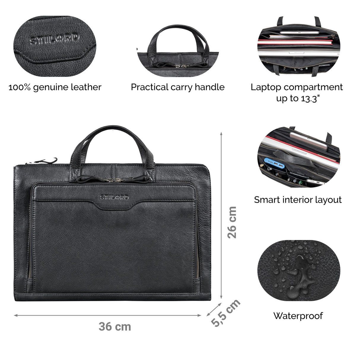 black leather laptop sleeve men
