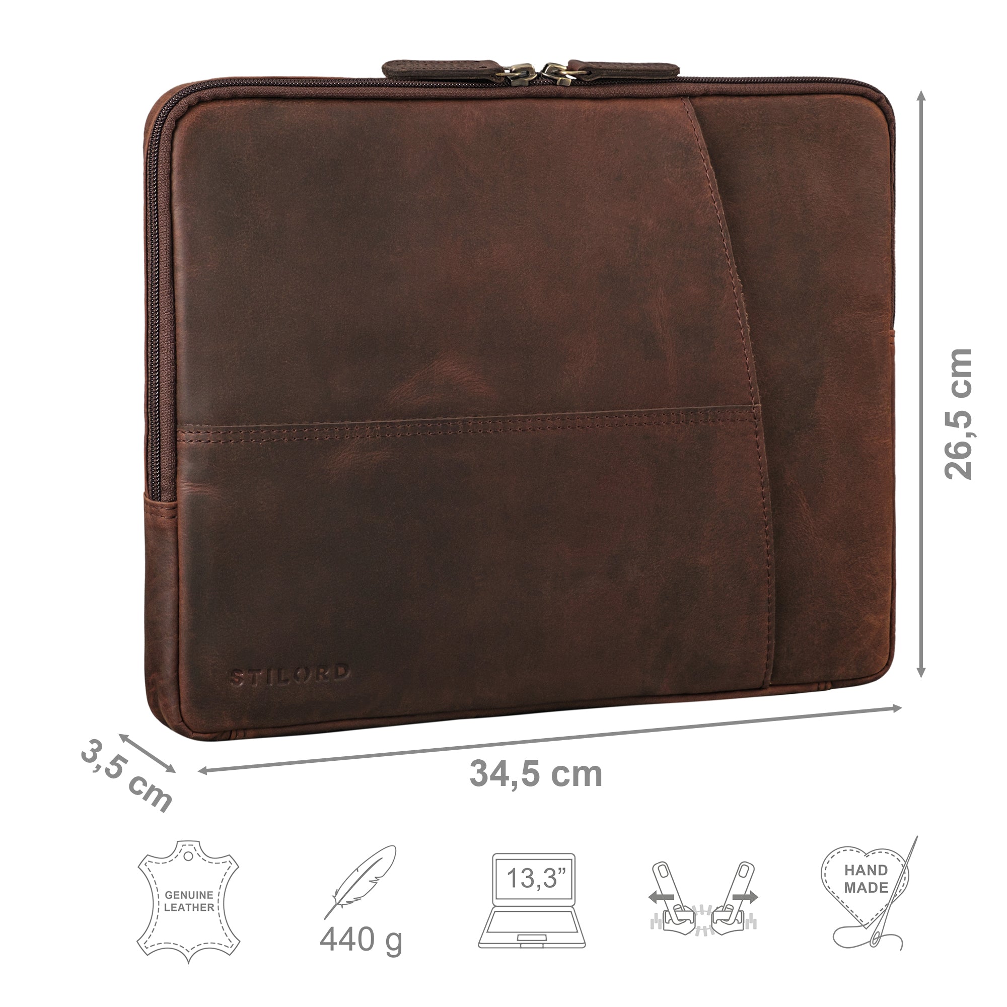 braune Laptoptasche Leder 13 Zoll bis 14 Zoll