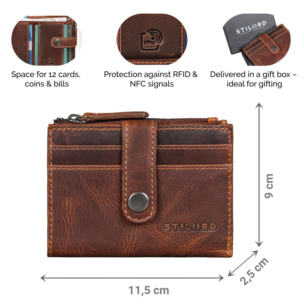 small leather card holder cognac