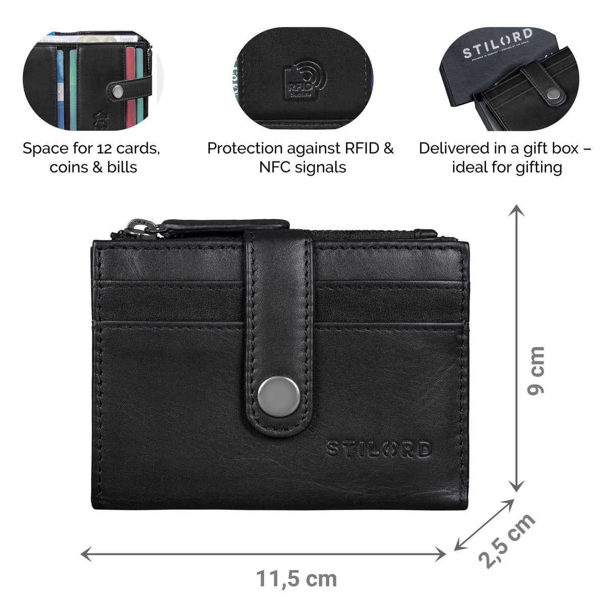 black lether card organising wallet