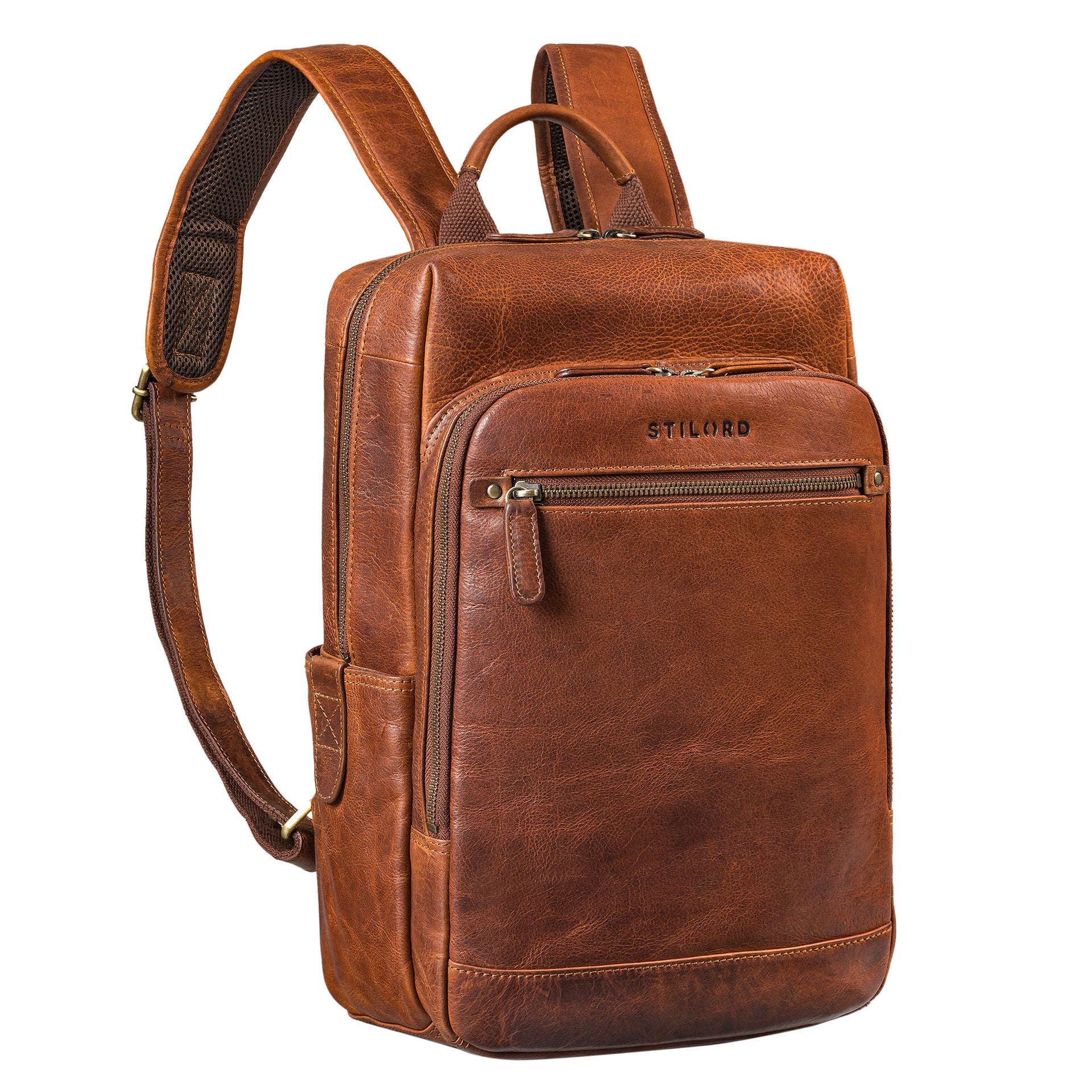buy online genuine leather men's backpack padded 17 Yuki