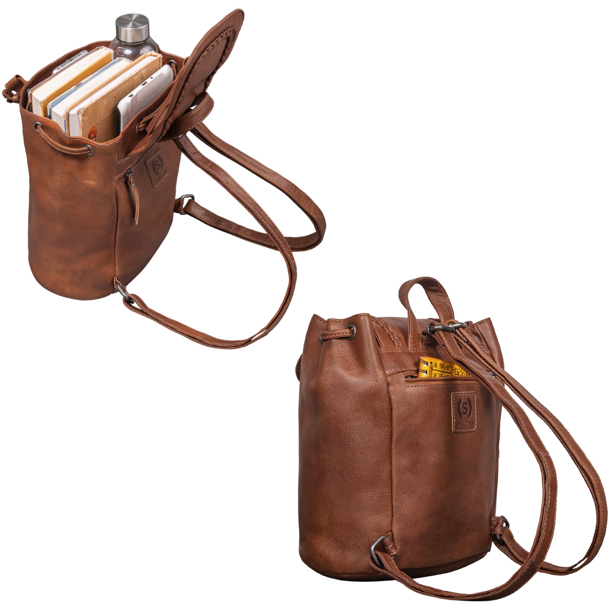 Rucksack vintage braun rindsleder