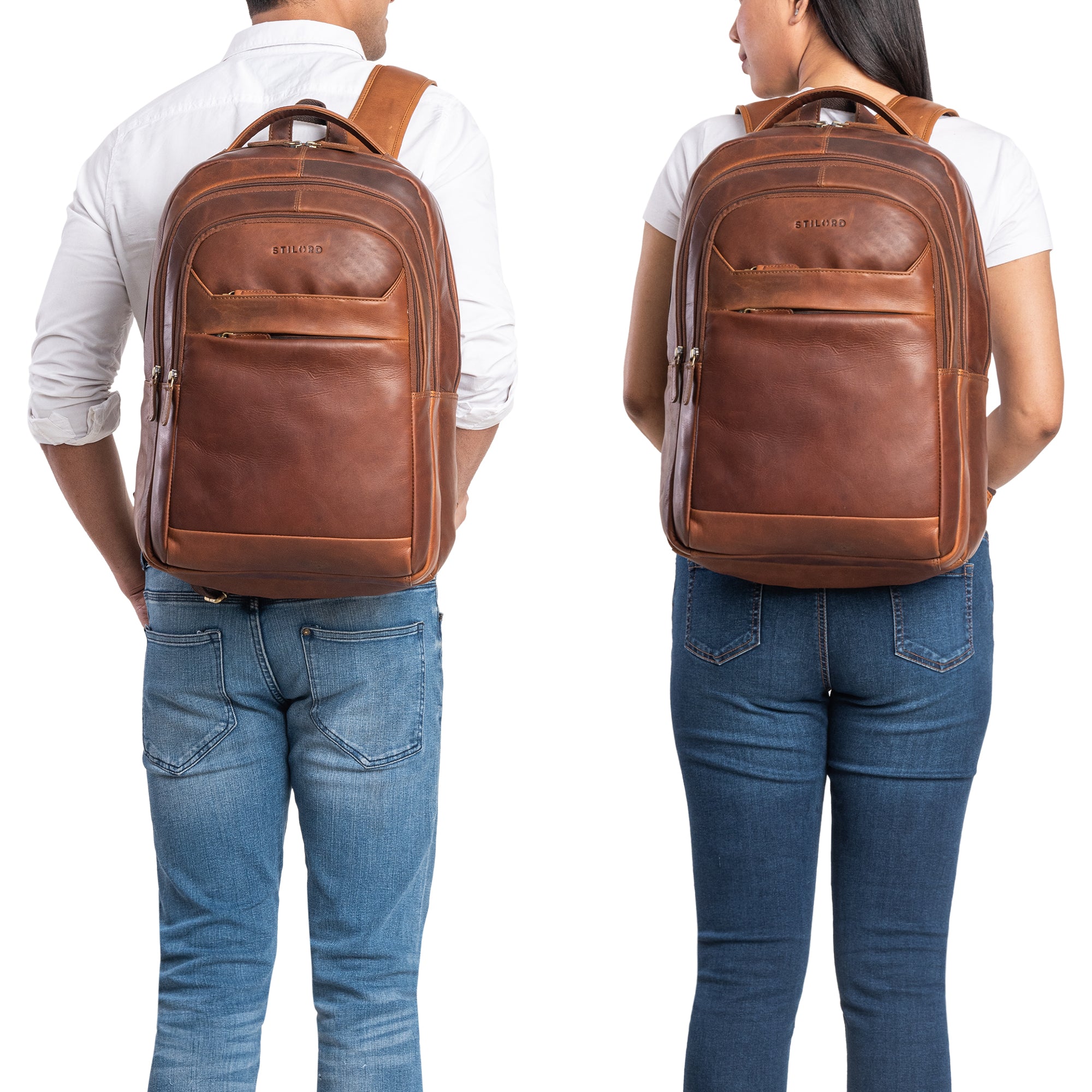 Leder Office Bag braun Laptoprucksack 15,6 Zoll 