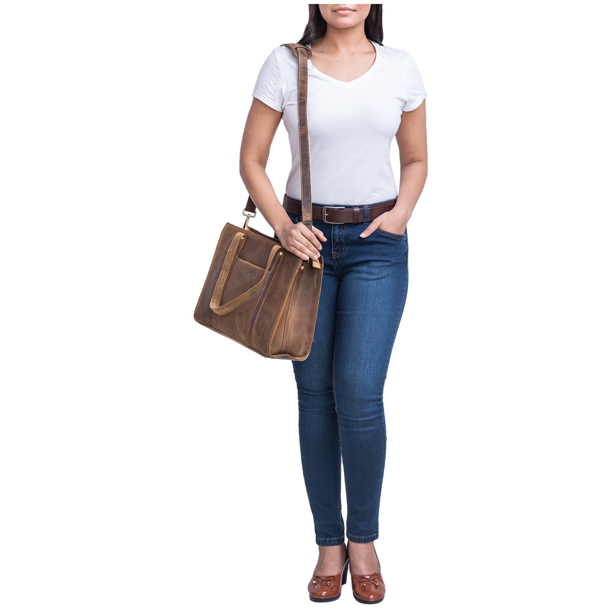 Damentasche zum Umhängen Leder braun