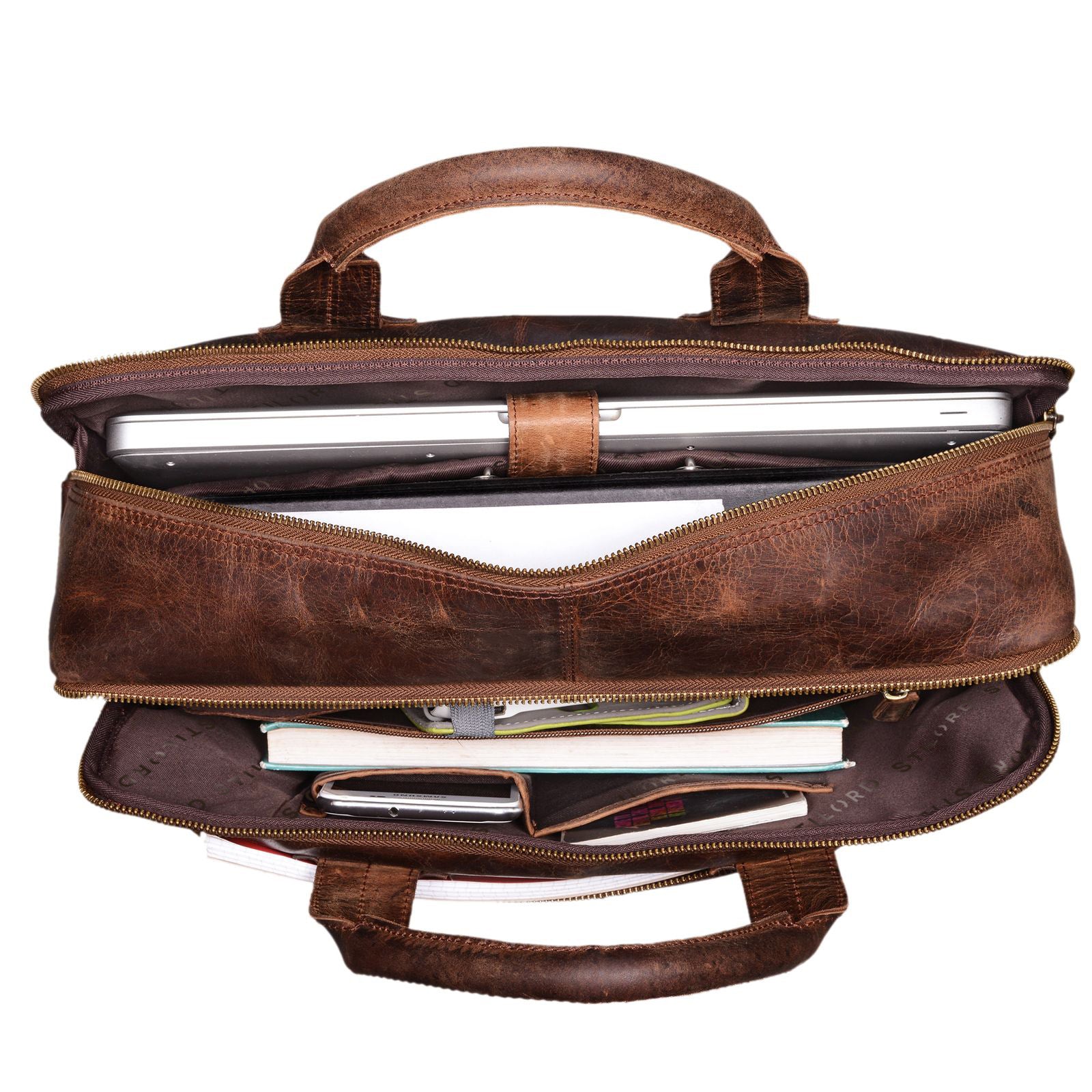 Vintage Ledertasche mit 15.6 Zoll Laptop-Fach