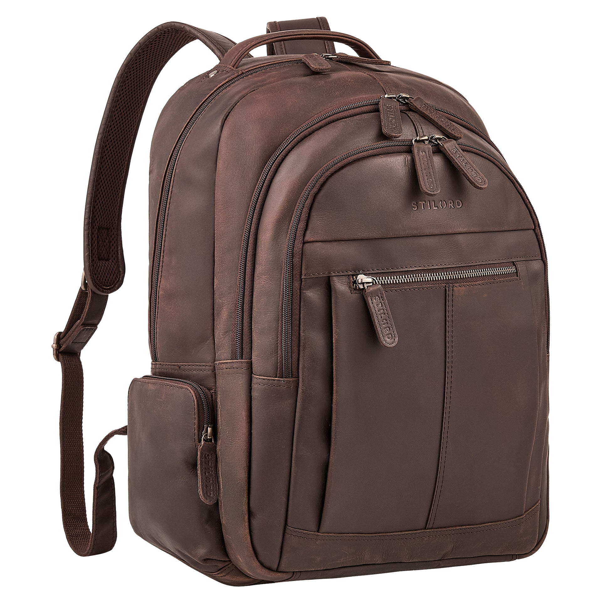 backpack computer bags leather Lakshigo Genuine Laptop for Men & Women, 16 Inch Vintage Brown Leather Backpack, Professional Work Bag, Travel Rucksack for Office, Business & College : Electronics Rear padded laptop compartment with hook and loop strap (12L x11.5H x 2W Vallis Vintage Leather Laptop College