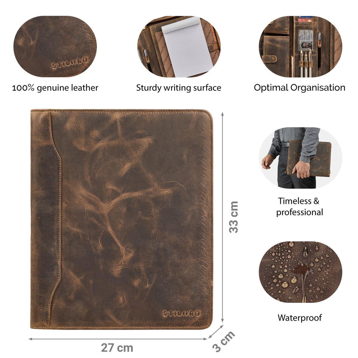 leather document holder a4 brown