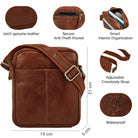 genuine leather cross body travel bag brown