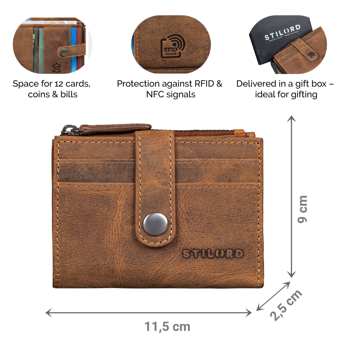 rfid card wallet leather brown