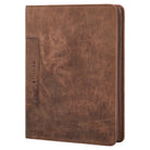 Braune A4 Leder Mappe mit Ringbuch Tabletfach 11 Zoll Echtleder