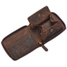 Open leather wallet kreta brown with RFID protection, zip-around, card slots and snap coin compartment