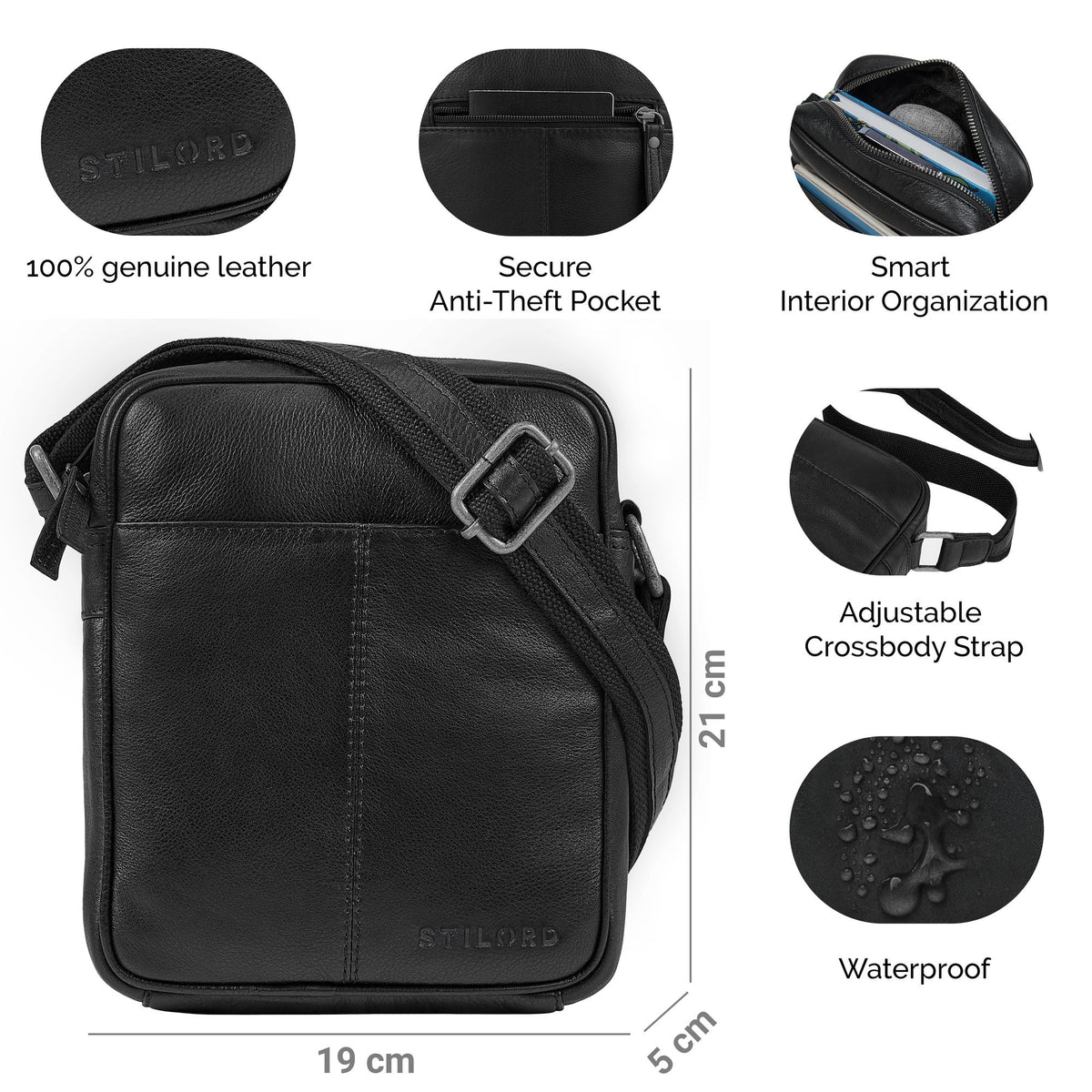 men bag genuine leather black