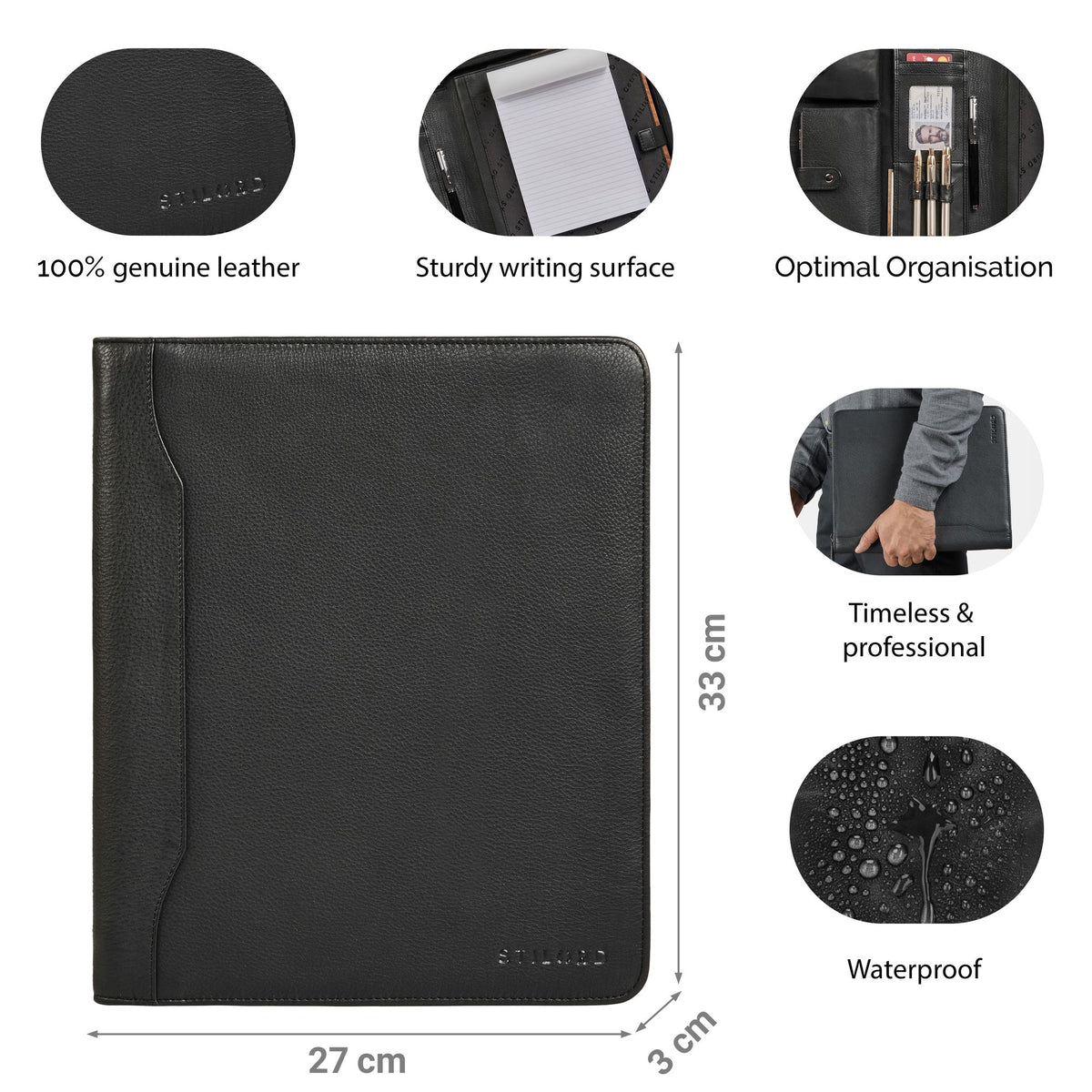 black conference folder leather a4