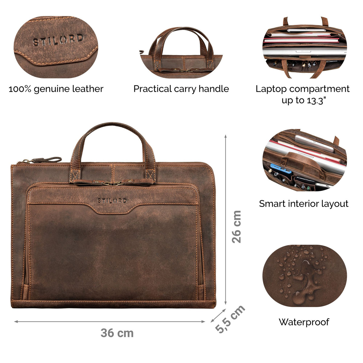 13 inch laptop sleeve leather brown