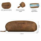brown leather pencil case for men women