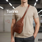 vintage mens over shoulder bag leather travel brown