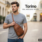 genuine leather mens shoulder bag slingbag brown