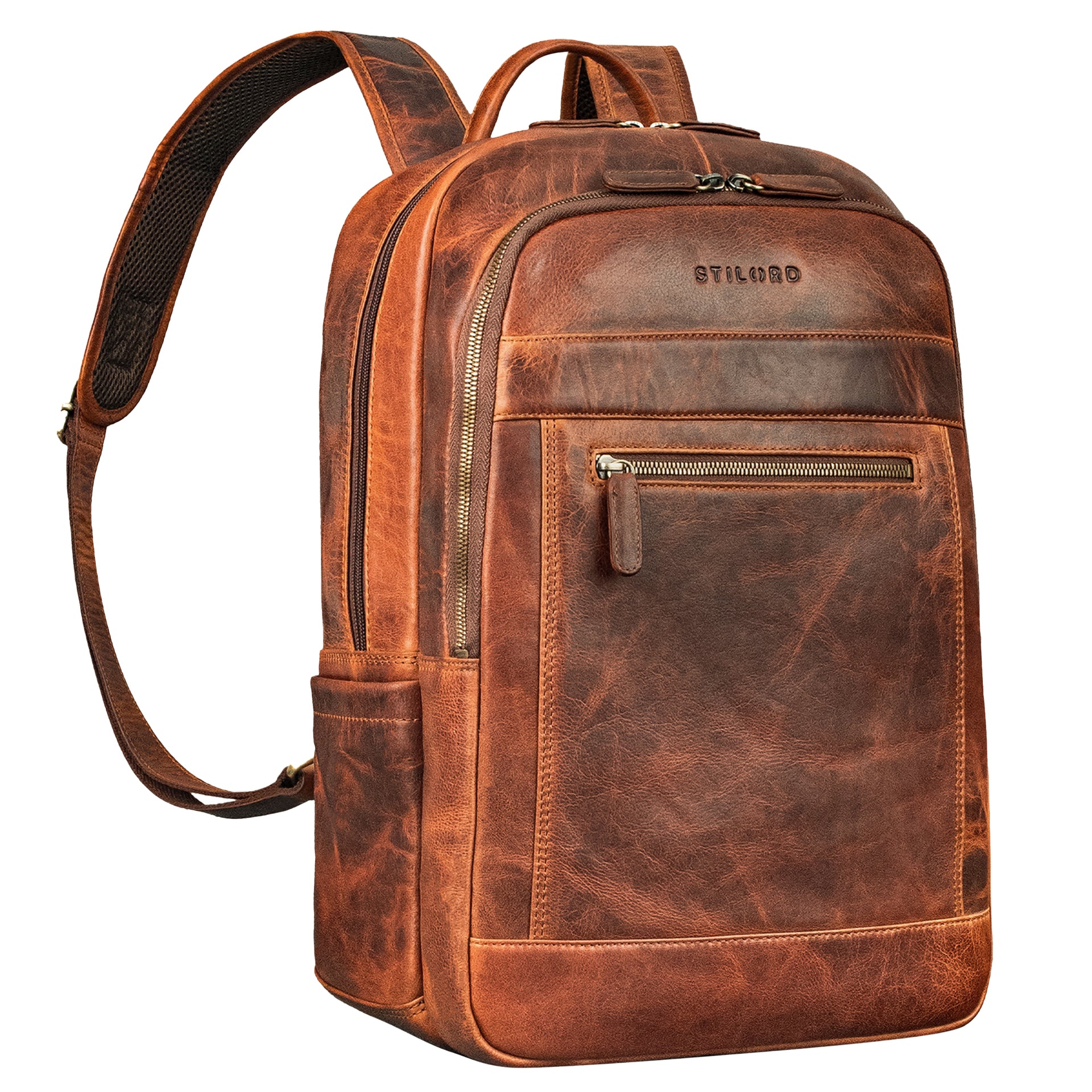 backpack laptop bag leather "Harlow" Genuine for Men with Compartment 15 - 17 inch Large - tan but also casual enough for daily use. Handmade Laptop Backpacks for Men