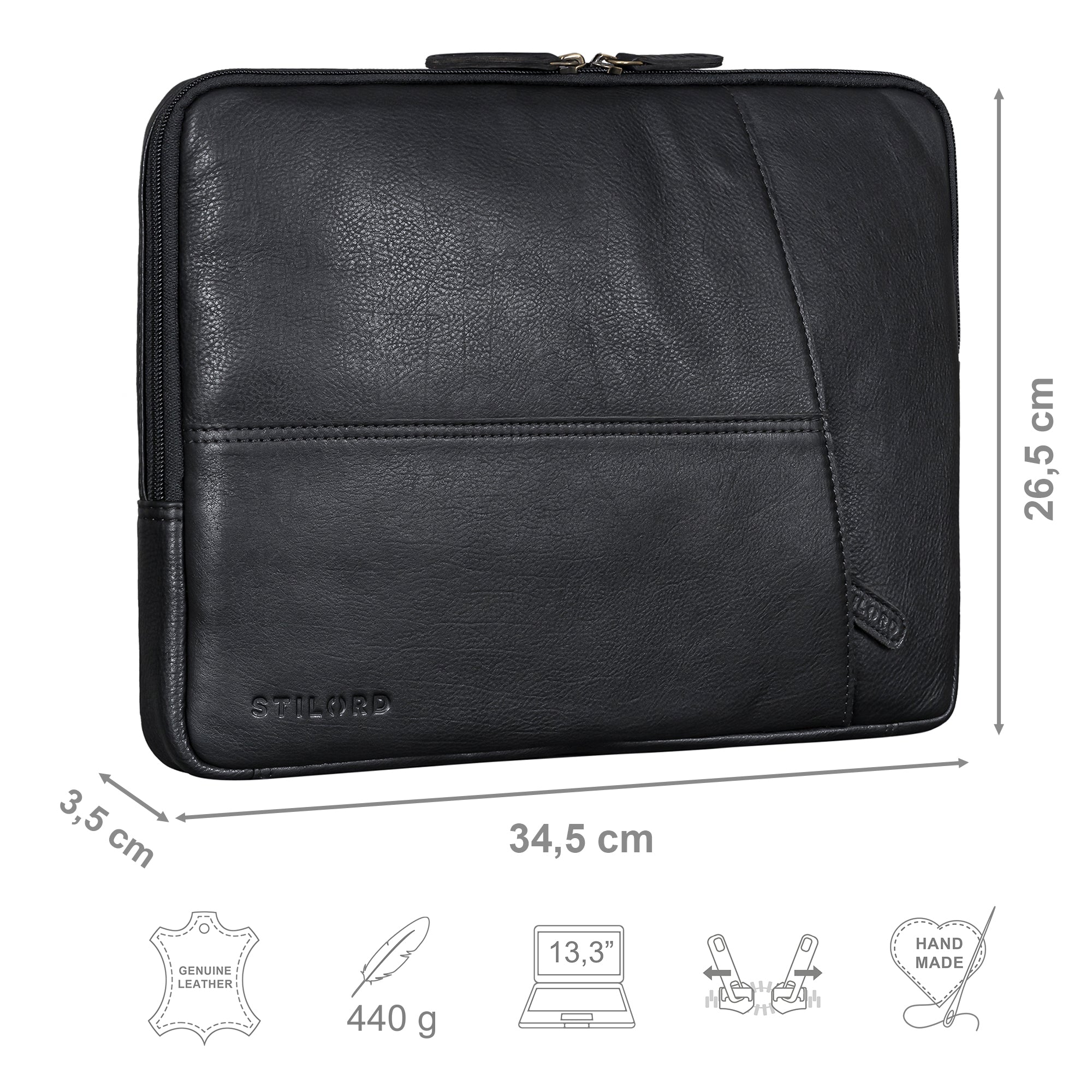 schwarze Laptop Hülle Leder