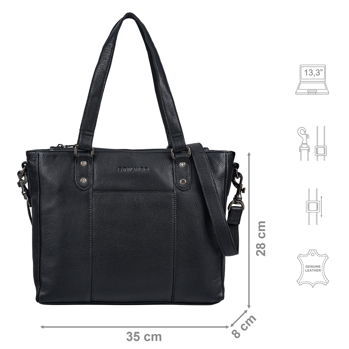 Schultertasche schwarz Leder Damen