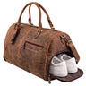 "Jermaine" Large Leather Duffle Bag with Shoe Compartment Men Women