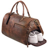 "Jermaine" Large Leather Duffle Bag with Shoe Compartment Men Women