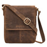 "Bari" Vintage Leather Shoulder Bag for Men Medium Vertical Crossbody Messenger Bag Fits 8-Inch Tablet and A5 Documents
